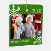 Rustic Snowflake Family Green Keramisch Ornament (Rechts)