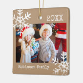Rustic Snowflake Family Tan Keramisch Ornament (Links)