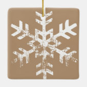 Rustic Snowflake Family Tan Keramisch Ornament (Achterkant)