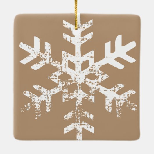 Rustic Snowflake Family Tan Keramisch Ornament (Achterkant)
