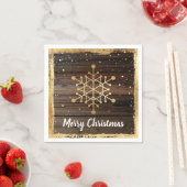Rustic Snowflake Gold Merry Christmas Party Paper Servet (Insitu)