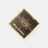 Rustic Snowflake Gold Merry Christmas Party Paper Servet (Hoek)