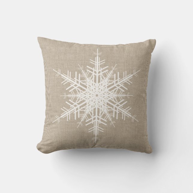Rustic Snowflake Holiday Cushion Kussen (Voorkant)
