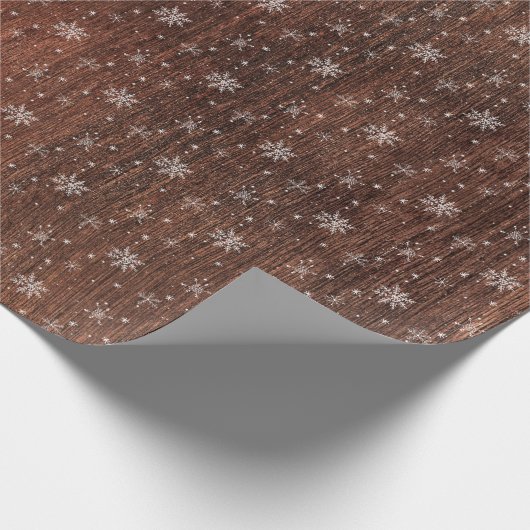 Rustic Snowflake Kerstmis Cadeaupapier (Hoek)