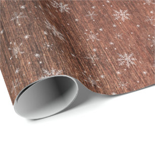 Rustic Snowflake Kerstmis Cadeaupapier