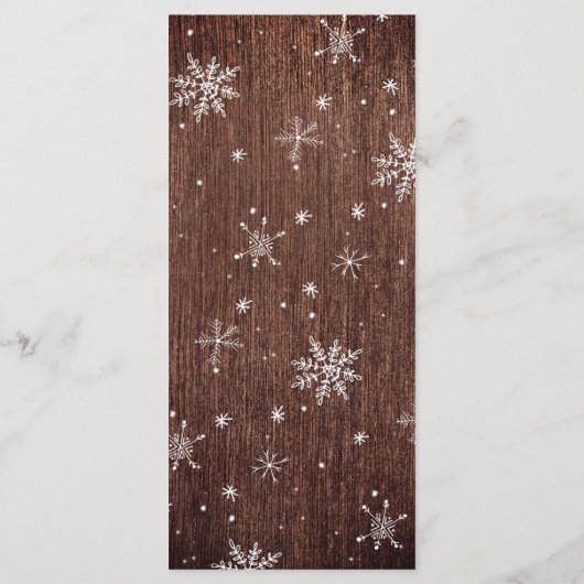 Rustic Snowflake Kerstmis menu Kaart (Achterkant)
