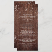 Rustic Snowflake Kerstmis menu Kaart (Voorkant / Achterkant)