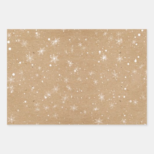 Rustic Snowflake Pattern - Holiday  Kraft Inpakpapier Vel (Voorkant 2)
