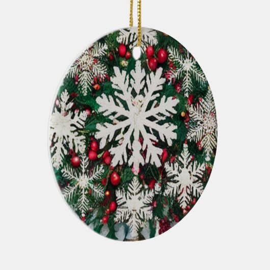 Rustic Snowflake Silhouettes Ceramic Circle  Keramisch Ornament (Rechts)