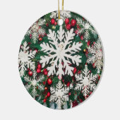 Rustic Snowflake Silhouettes Ceramic Circle Keramisch Ornament (Links)