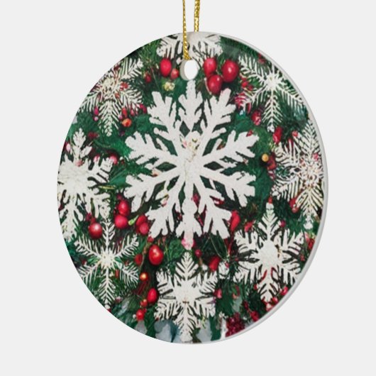Rustic Snowflake Silhouettes Ceramic Circle Keramisch Ornament (Links)
