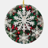 Rustic Snowflake Silhouettes Ceramic Circle Keramisch Ornament (Achterkant)