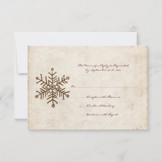  Rustic Snowflake Wedding RSVP-kaart RSVP Kaartje (Voorkant)