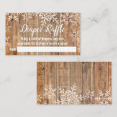 Rustic Snowflakes Baby shower Diaper Raffle Ticket Informatiekaartje (Voorkant / Achterkant)