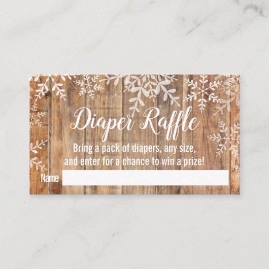 Rustic Snowflakes Baby shower Diaper Raffle Ticket Informatiekaartje (Voorkant)