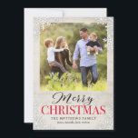 Rustic Snowflakes Christmas Holiday Photo Card Feestdagenkaart<br><div class="desc">Het seizoen vieren met deze moderne en stijlvolle vakantiekaart van Berry Berry Sweet. Overeenkomende items en meer ontwerpopties zijn beschikbaar in onze winkel: www.berryberrysweet.com. De achtergrondkleur kan online worden aangepast om uw foto het best aan te passen!</div>