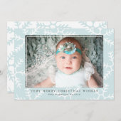 Rustic Snowflakes Elegant kerstfoto | Blauw Feestdagenkaart (Voorkant / Achterkant)