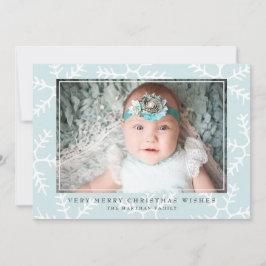 Rustic Snowflakes Elegant kerstfoto | Blauw Feestdagenkaart