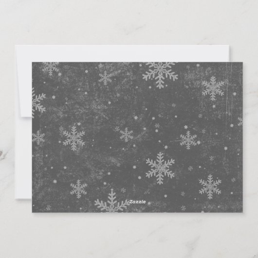 Rustic Snowflakes Merry en Bright Grey | Foto Feestdagenkaart (Achterkant)