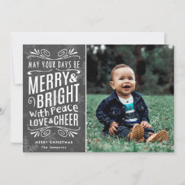 Rustic Snowflakes Merry en Bright Grey | Foto Feestdagenkaart