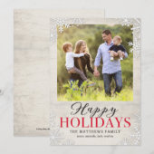 Rustic Snowflakes Prettige feestdagen Fotokaart Feestdagenkaart (Voorkant / Achterkant)