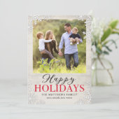 Rustic Snowflakes Prettige feestdagen Fotokaart Feestdagenkaart (Staand voorkant)