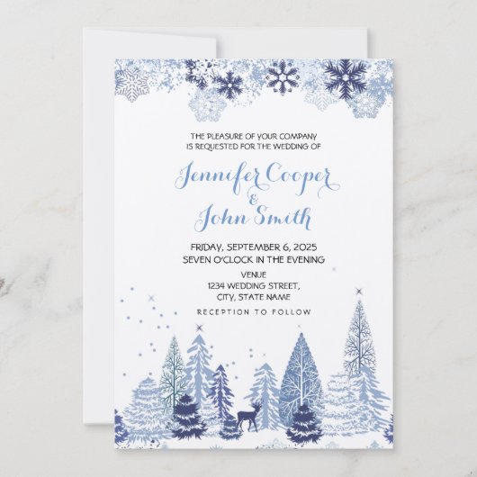 Rustic Snowflakes Winter Marriage Kaart (Voorkant)
