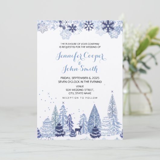 Rustic Snowflakes Winter Marriage Kaart (Staand voorkant)