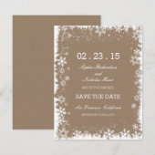 Rustic Snowflakes Winter Save the Date Cards (Voorkant / Achterkant)