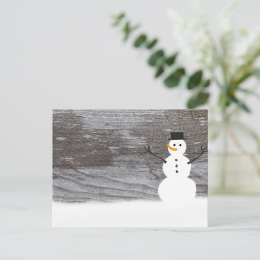 Rustic Snowman Briefkaart (Staand voorkant)