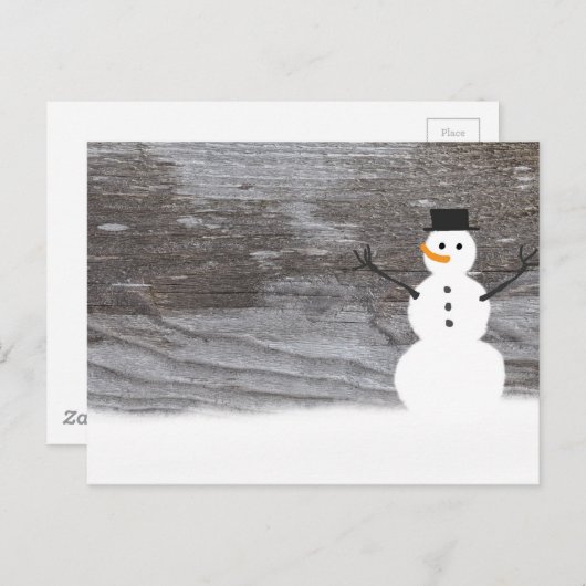 Rustic Snowman Briefkaart (Voorkant / Achterkant)