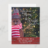 Rustic Snowman Days Be Merry Bright Script Schatti Feestdagenkaart (Voorkant / Achterkant)