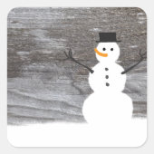 Rustic Snowman Vierkante Sticker (Voorkant)