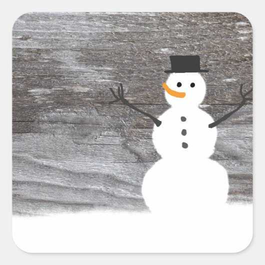 Rustic Snowman Vierkante Sticker (Voorkant)
