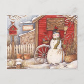 Rustic Snowman Winter Scene Briefkaart (Voorkant)