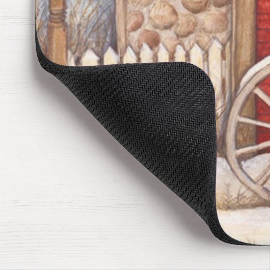 Rustic Snowman Winter Scene Muismat (Hoek)