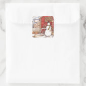 Rustic Snowman Winter Scene Vierkante Sticker (Tas)
