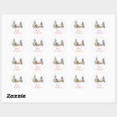 Rustic Snowy Cabin Merry kerstkaartjes Ronde Sticker (Vel)