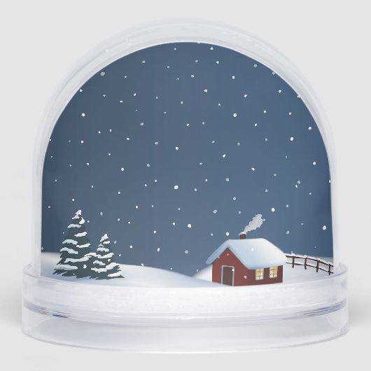 Rustic Snowy Cabin Scene Snow Globe Sneeuwbol (Voorkant)