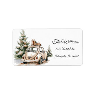 Rustic Snowy Christmas-adreslabel Etiket