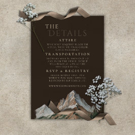 Rustic Snowy Mountain Landscape Watercolor Wedding Informatiekaartje