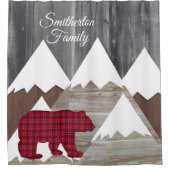 Rustic Snowy Mountain Red Black Buffalo Check Beer Douchegordijn (Voorkant)