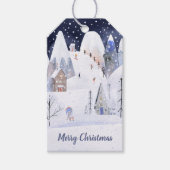 Rustic Snowy Mountain Ski Village Winter Holiday Cadeaulabel (Voorkant)