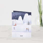 Rustic Snowy Mountain Village Winter Holiday Feestdagen Kaart (Achterkant)