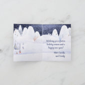 Rustic Snowy Mountain Village Winter Holiday Feestdagen Kaart (Binnen)