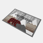 Rustic Snowy Mountains Buffalo Check Beer Family Deurmat (Schuin)