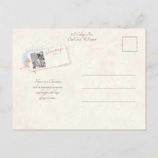  Rustic Snowy Winter Chistmas Village Briefkaart (Achterkant)