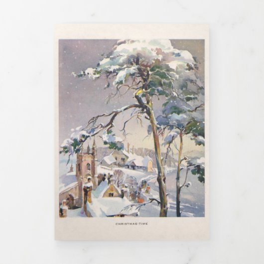  Rustic Snowy Winter Chistmas Village Drieluik Kaart (Cover)