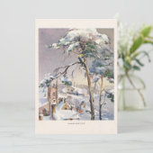 Rustic Snowy Winter Chistmas Village Feestdagenkaart (Staand voorkant)