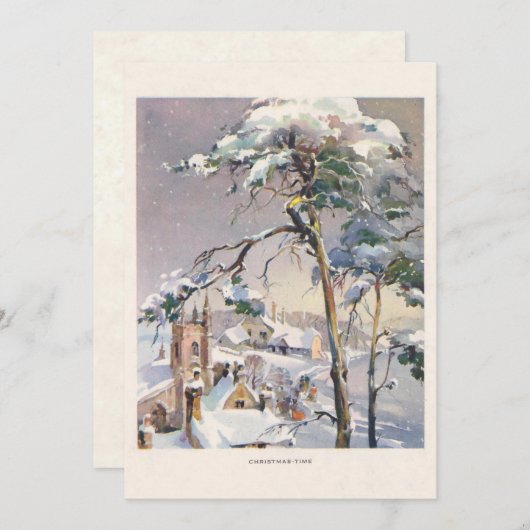 Rustic Snowy Winter Chistmas Village Feestdagenkaart (Voorkant / Achterkant)